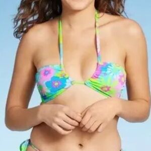 Xhilaration Neon Floral Bikini Top